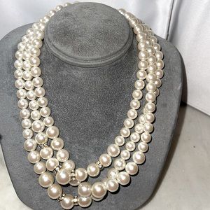 Multi Strand Faux Pearls Necklace